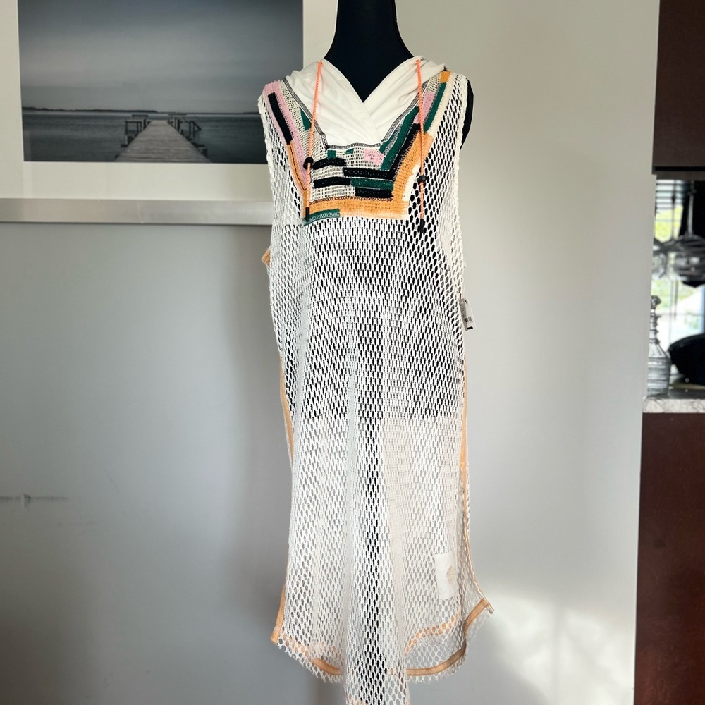 Free People Movement Joyous Tank Crochet Dress cover up with hood.